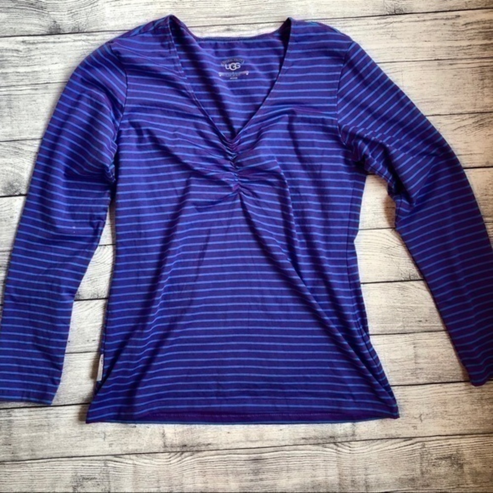 UGG Purple and Blue Striped Long Sleeve Sh…